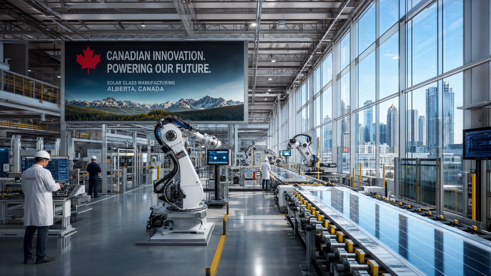 Automated solar-glass manufacturing line